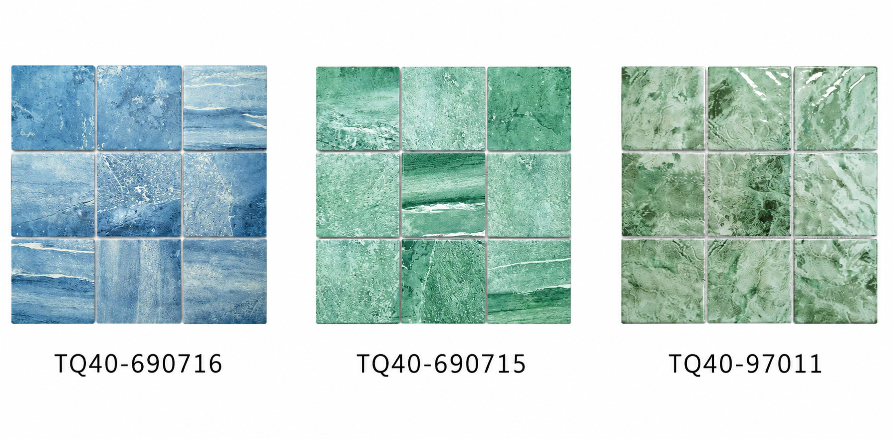 Aqua Green 97x97mm Natural Stone Look Mosaic Tile for Pool, Spa, Shower Wall and Outdoor Wet Area – TQ40-690715