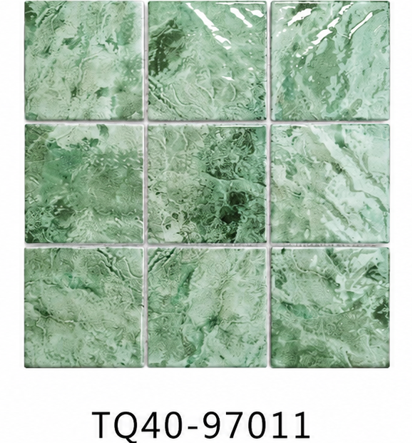 Sage Green Grey 97x97mm Natural Stone Look Mosaic Pool Tile for Spa, Bathroom Wall and Waterline – TQ40-SX97011