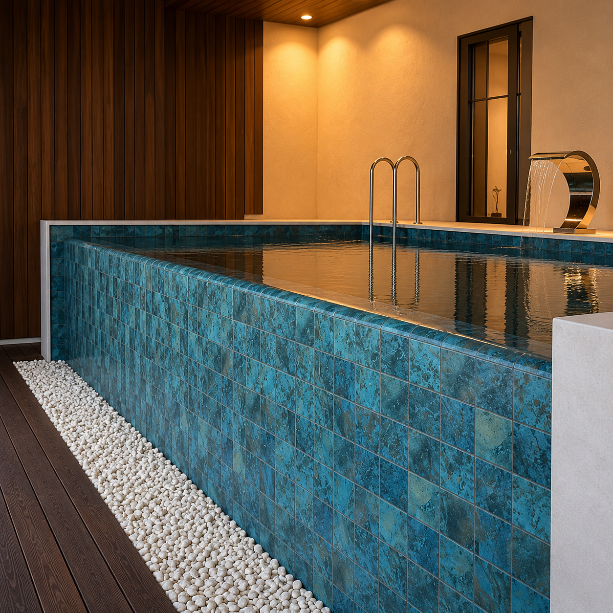Vintage Ocean Blue 97x97mm Stone Look Mosaic Pool Tile for Pool Wall, Spa and Bathroom Feature Wall – TQ40-97S01
