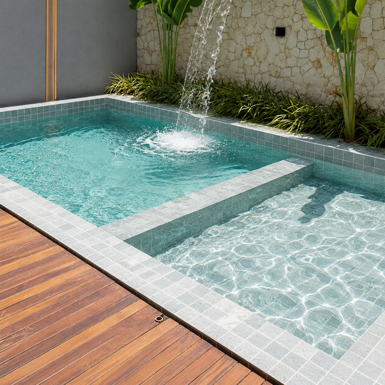 Ice White Grey 97x97mm Stone Look Mosaic Pool Tile for Swimming Pool, Spa and Waterline – TQ40-97S07