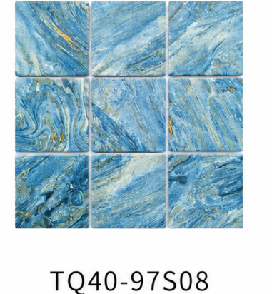 Starry Blue 97x97mm Artistic Swirl Mosaic Pool Tile for Swimming Pool, Spa and Bathroom Wall – TQ40-97S08
