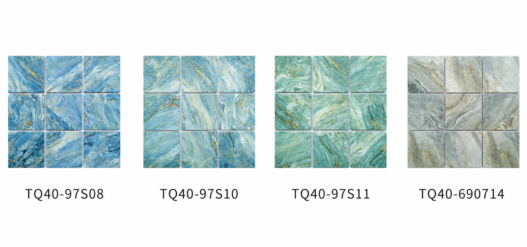 Mint Green 97x97mm Artistic Stone Look Mosaic Pool Tile for Resort Pool, Spa and Bathroom Wall – TQ40-97S11