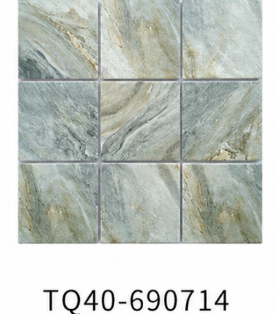 Soft Grey Green 97x97mm Starry Stone Look Mosaic Tile for Pool, Shower Wall and Spa Area – TQ40-690714