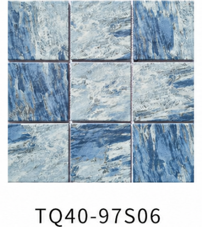 Ocean White Blue 97x97mm Stone Look Inkjet Mosaic Pool Tile for Swimming Pool, Spa and Waterline – TQ40-97S06