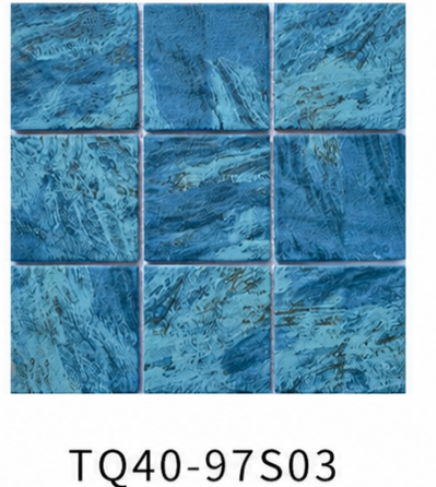 Deep Ocean Blue 97x97mm Inkjet Mosaic Pool Tile for Luxury Swimming Pool, Spa and Waterline – TQ40-97S03
