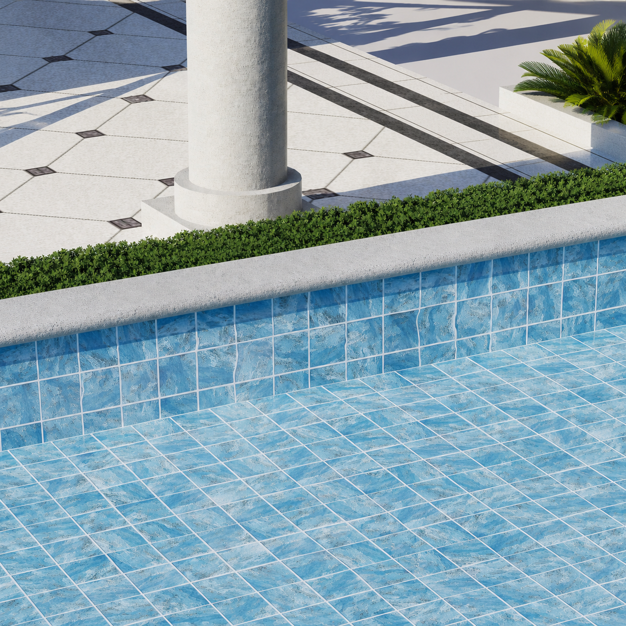 Deep Ocean Blue 97x97mm Inkjet Mosaic Pool Tile for Luxury Swimming Pool, Spa and Waterline – TQ40-97S03