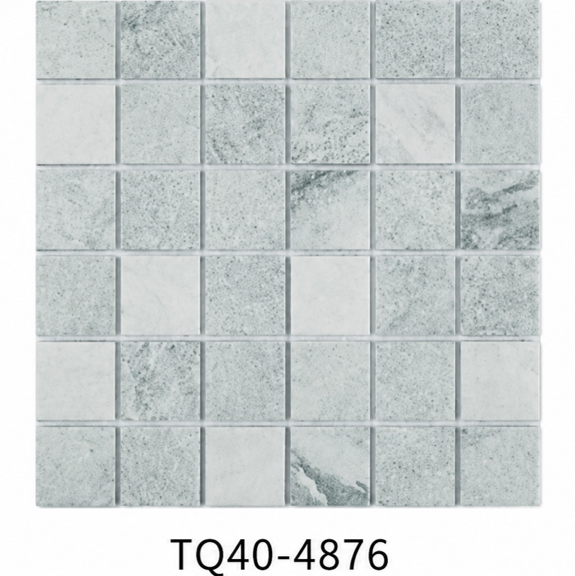 Soft Aqua Grey 48x48mm Natural Stone Look Mosaic Pool Tile for Spa, Shower Floor and Waterline – TQ40-4876