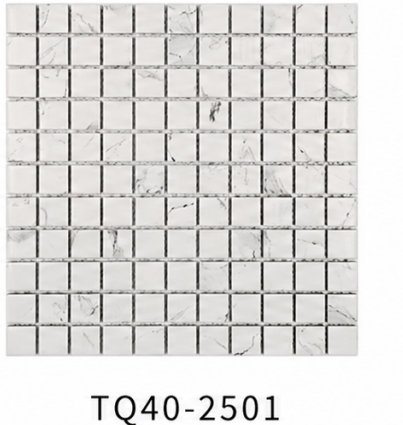 White Marble Look 25x25mm Small Square Mosaic Tile for Kitchen Backsplash, Bathroom Wall and Pool Waterline – TQ40-2501