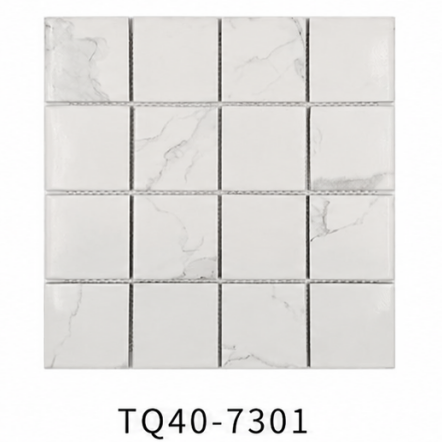White Grey Vein 73x73mm Marble Look Mosaic Tile for Bathroom Wall, Kitchen Backsplash and Spa – TQ40-7301