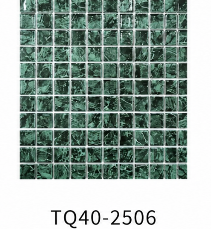 Emerald Green Marble Look 25x25mm Small Square Mosaic Tile for Pool, Spa, Bathroom Floor and Kitchen Backsplash – TQ40-2506
