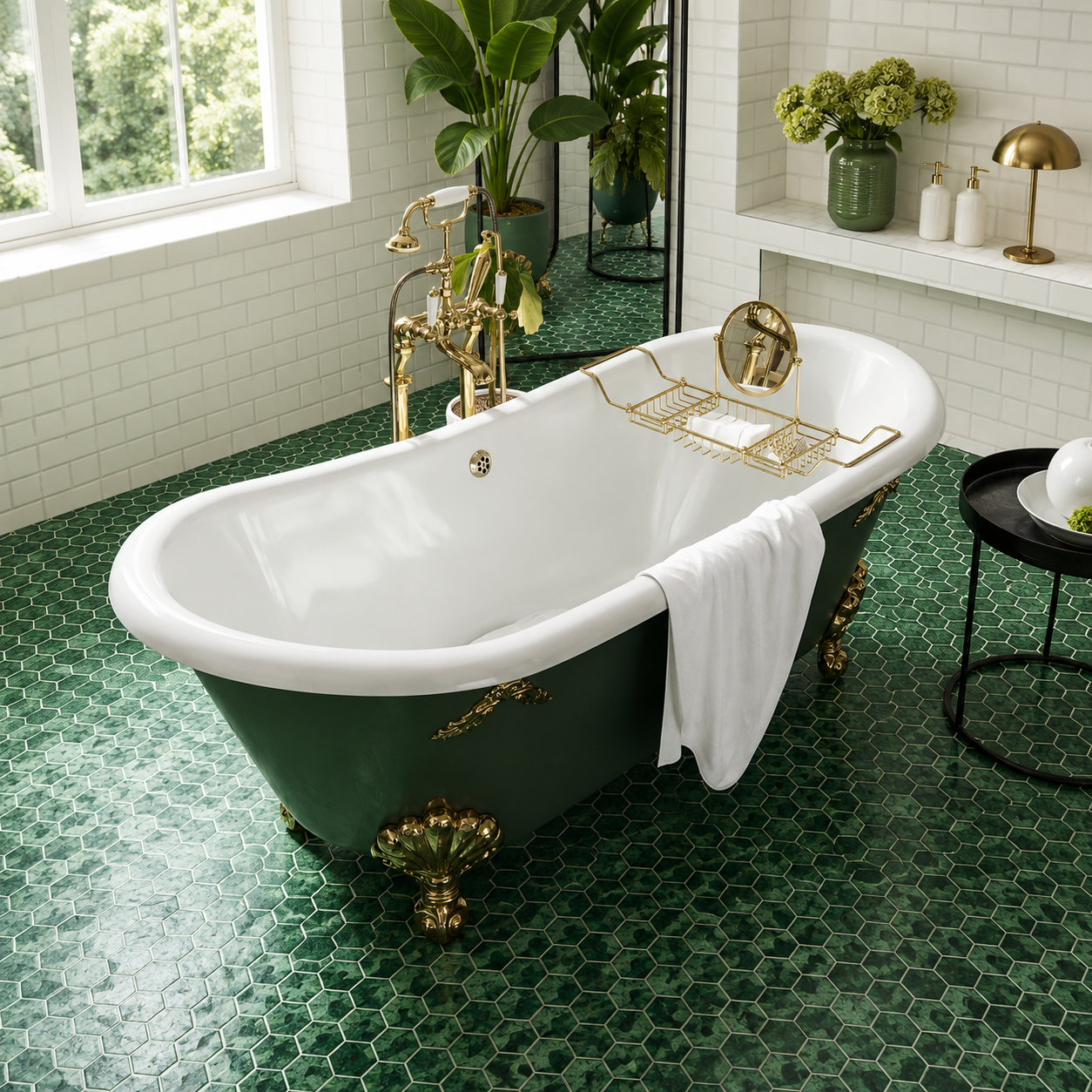 Emerald Green Marble Look 25x25mm Small Square Mosaic Tile for Pool, Spa, Bathroom Floor and Kitchen Backsplash – TQ40-2506