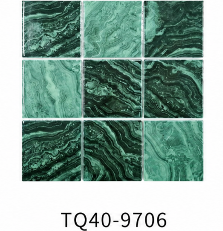Emerald Green Marble Look 97x97mm Large Square Mosaic Tile for Luxury Pool, Spa and Bathroom Feature Wall – TQ40-9706