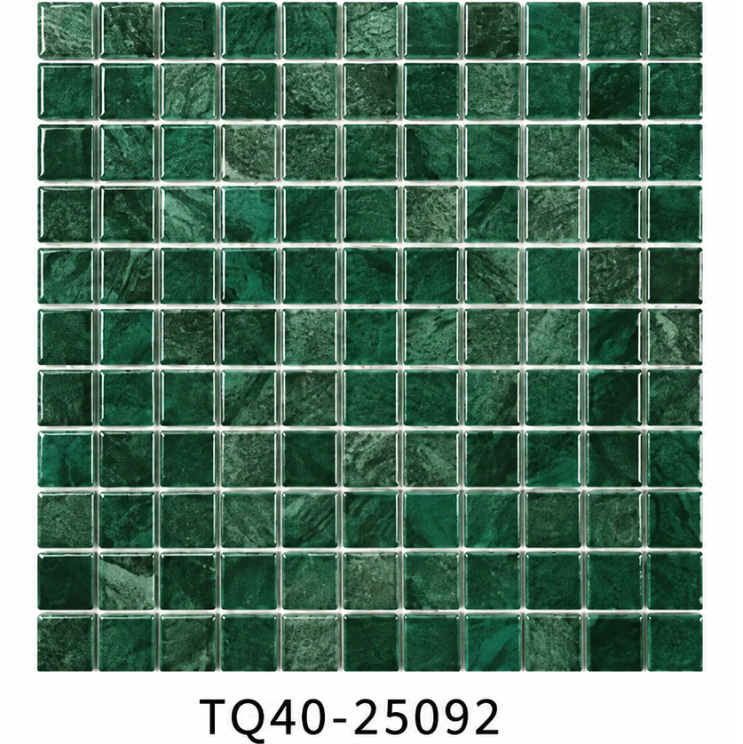 Dark Emerald Green 48x48mm Starry Mosaic Pool Tile for Pool Waterline, Spa Wall and Luxury Bathroom – TQ40-25092