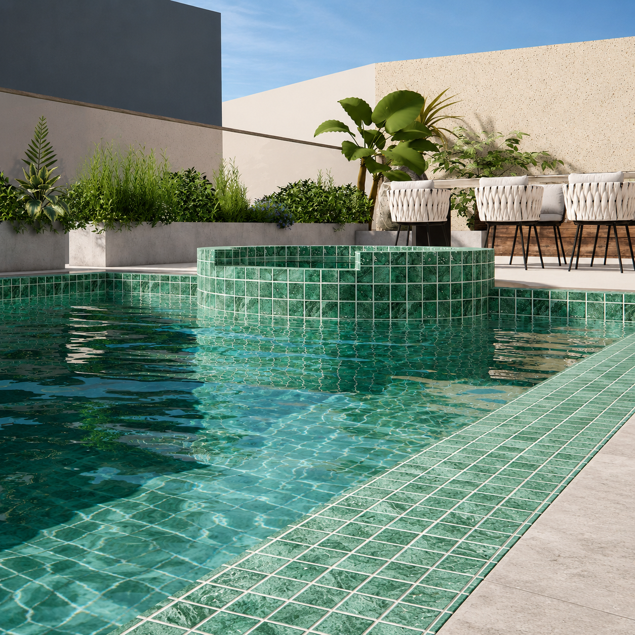Light Aqua Green 48x48mm Starry Mosaic Pool Tile for Swimming Pool, Spa, Shower Floor and Outdoor Wet Area – TQ40-48097