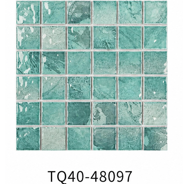 Light Aqua Green 48x48mm Starry Mosaic Pool Tile for Swimming Pool, Spa, Shower Floor and Outdoor Wet Area – TQ40-48097