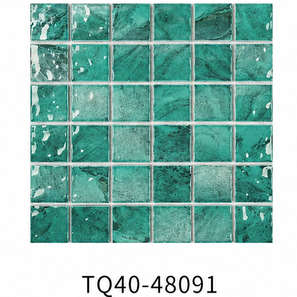 Aqua Turquoise 48x48mm Starry Mosaic Pool Tile for Pool Waterline, Spa Wall and Bathroom Surface – TQ40-48091