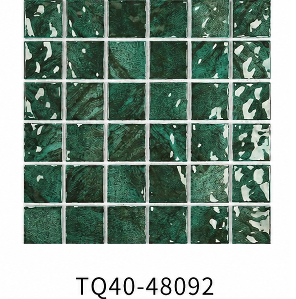 Dark Emerald Green 48x48mm Starry Mosaic Pool Tile for Luxury Pool, Spa, Shower Floor and Feature Wall – TQ40-48092
