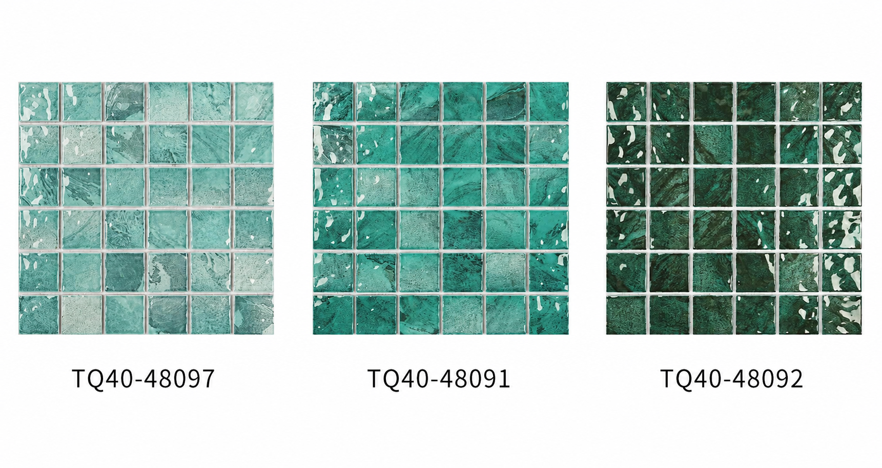 Dark Emerald Green 48x48mm Starry Mosaic Pool Tile for Luxury Pool, Spa, Shower Floor and Feature Wall – TQ40-48092