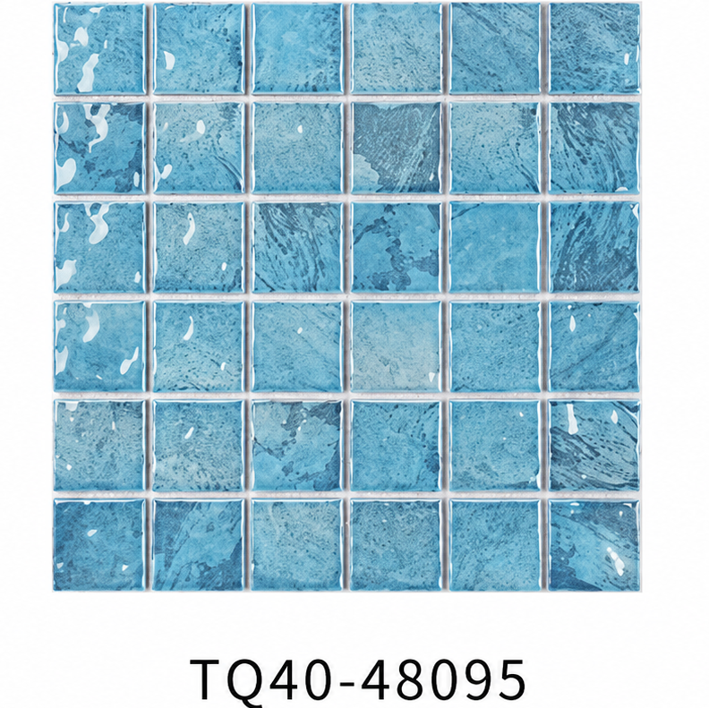 Light Ocean Blue 48x48mm Starry Mosaic Pool Tile for Swimming Pool, Spa, Shower Floor and Waterline – TQ40-48095