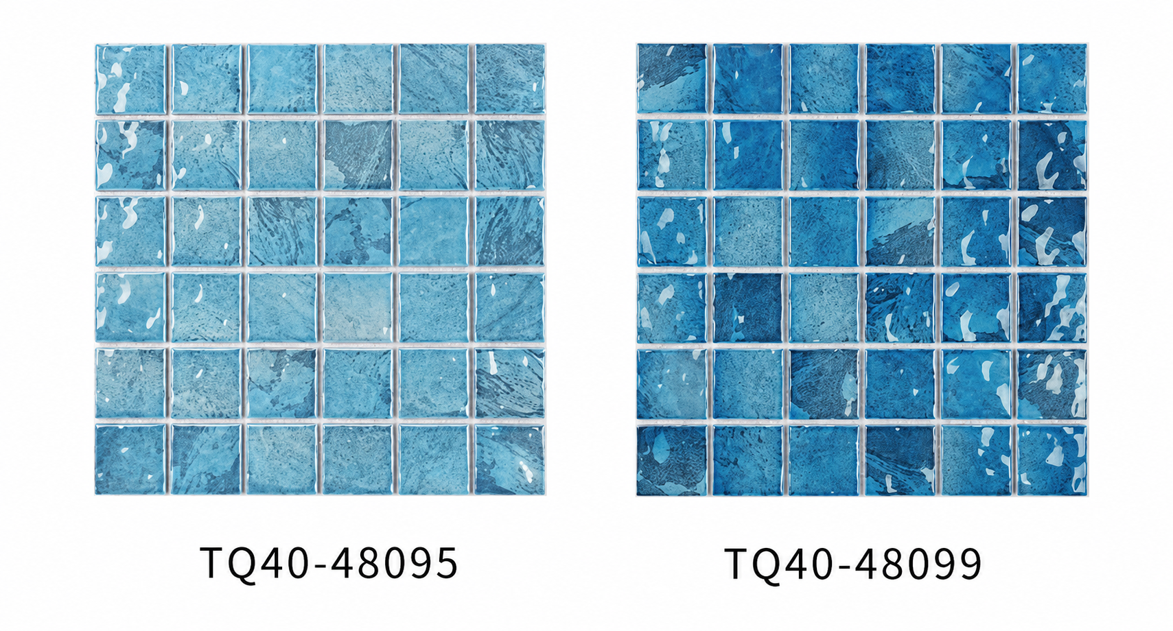 Light Ocean Blue 48x48mm Starry Mosaic Pool Tile for Swimming Pool, Spa, Shower Floor and Waterline – TQ40-48095