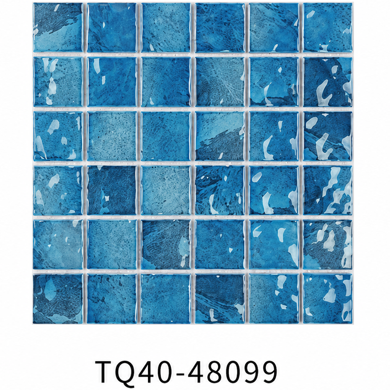 Deep Ocean Blue 48x48mm Starry Mosaic Pool Tile for Luxury Pool, Spa Wall, Waterline and Outdoor Wet Area – TQ40-48099