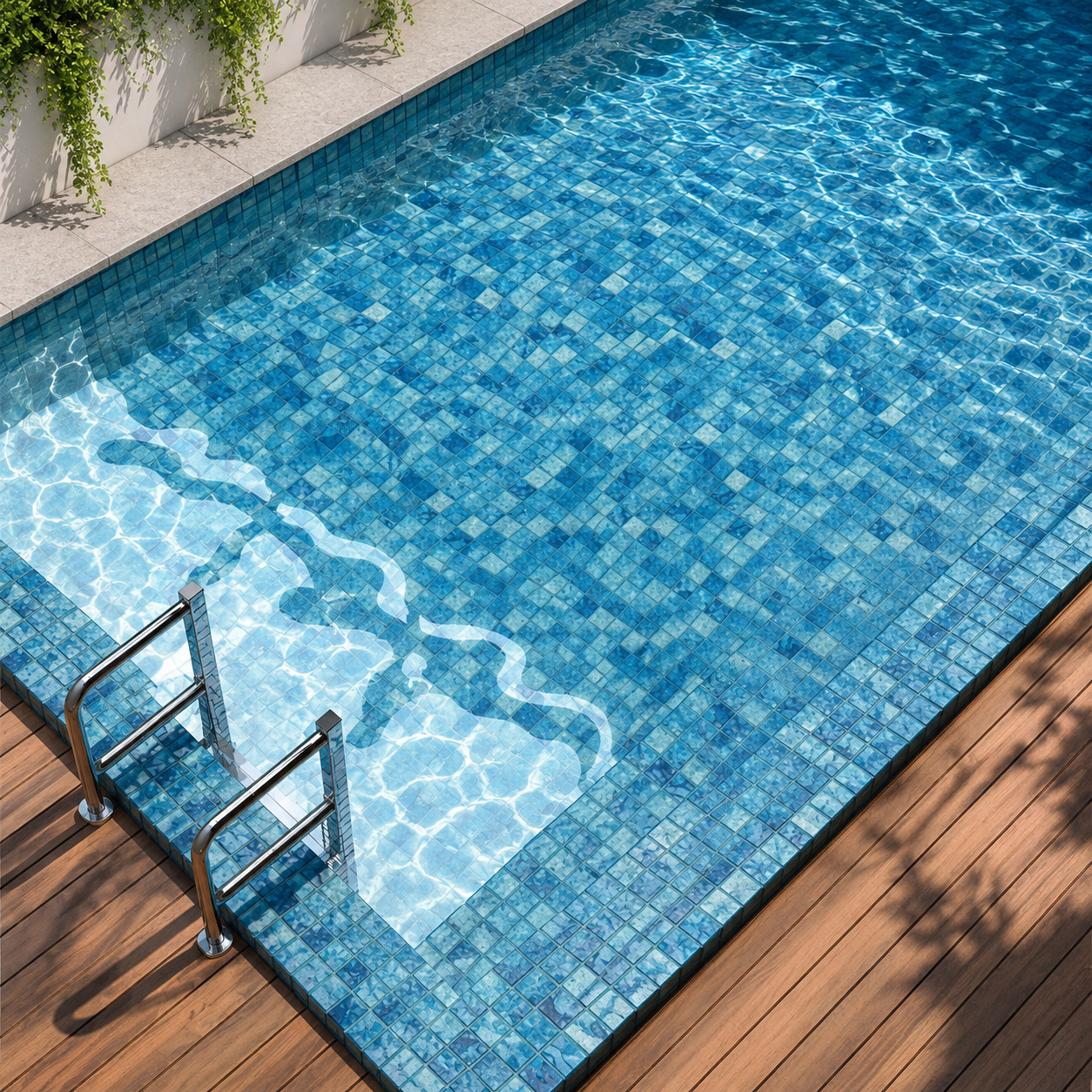 Deep Ocean Blue 48x48mm Starry Mosaic Pool Tile for Luxury Pool, Spa Wall, Waterline and Outdoor Wet Area – TQ40-48099