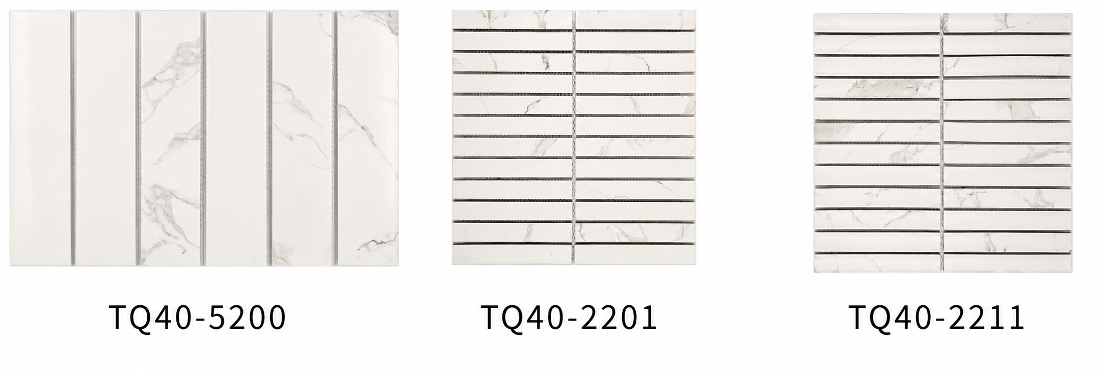 White Carrara Look 50x200mm Vertical Linear Mosaic Tile for Bathroom Wall, Shower Wall and Kitchen Backsplash – TQ40-5200