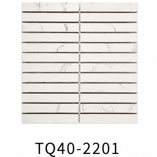 White Marble Look 22x145mm Linear Stick Mosaic Tile for Kitchen Backsplash, Shower Wall and Bathroom Feature Wall – TQ40-2201