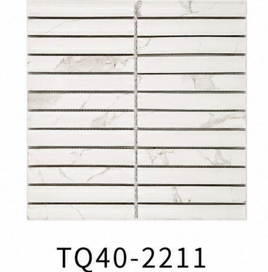 White Carrara Look 22x145mm 3D Linear Mosaic Tile for Bathroom Wall, Shower Feature Wall and Kitchen Backsplash – TQ40-2211