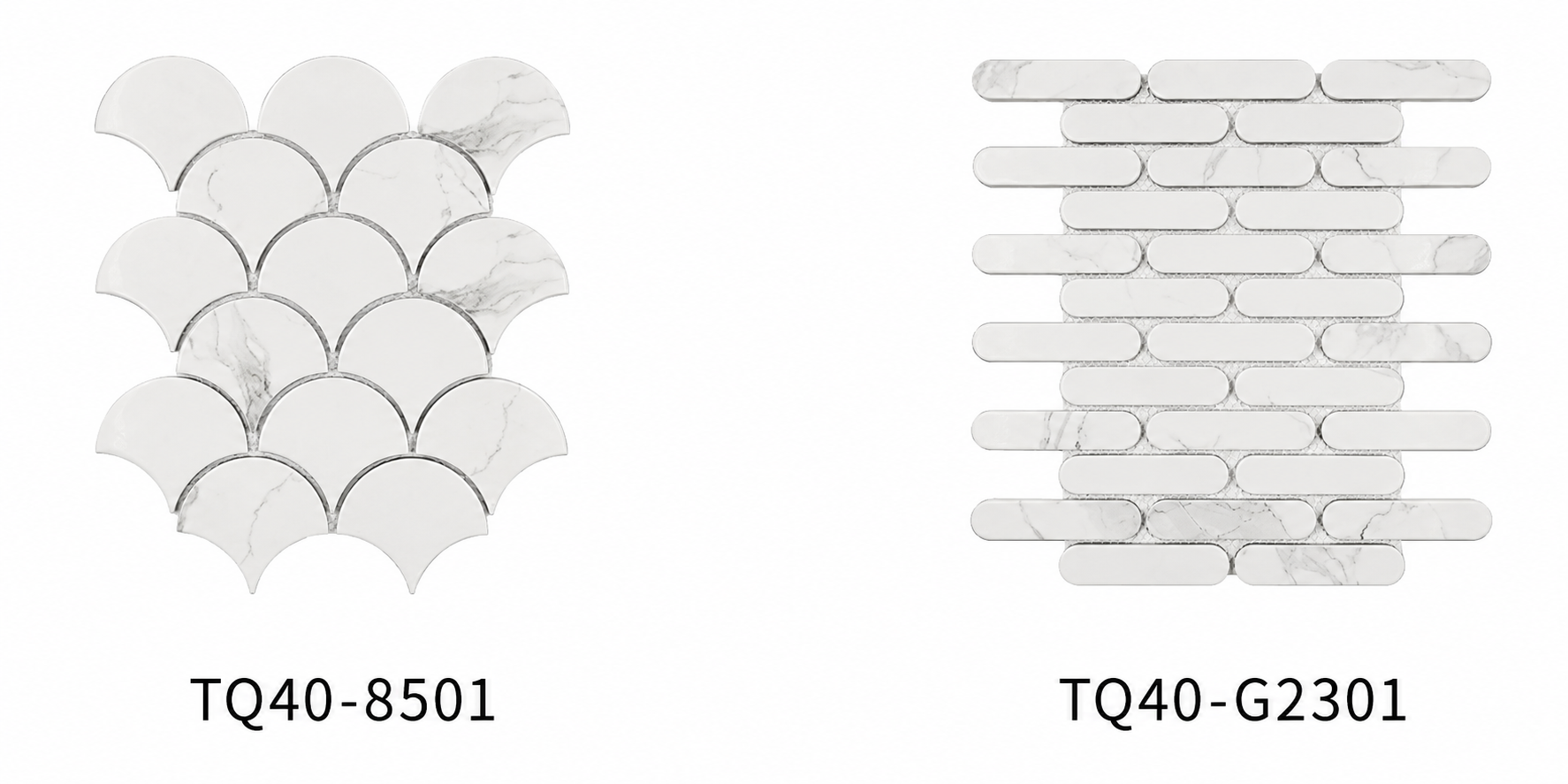 White Marble Look Scallop Fan Mosaic Tile for Kitchen Backsplash, Bathroom Wall and Shower Feature Wall – TQ40-8501