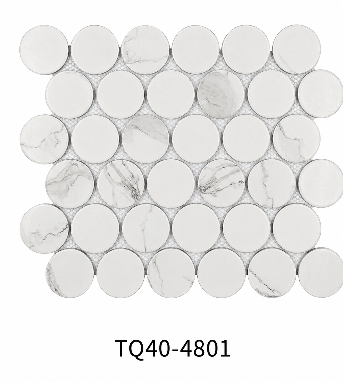 White Marble Look Penny Round Mosaic Tile for Kitchen Backsplash, Bathroom Wall, Shower Floor and Vanity Feature Wall – TQ40-4801