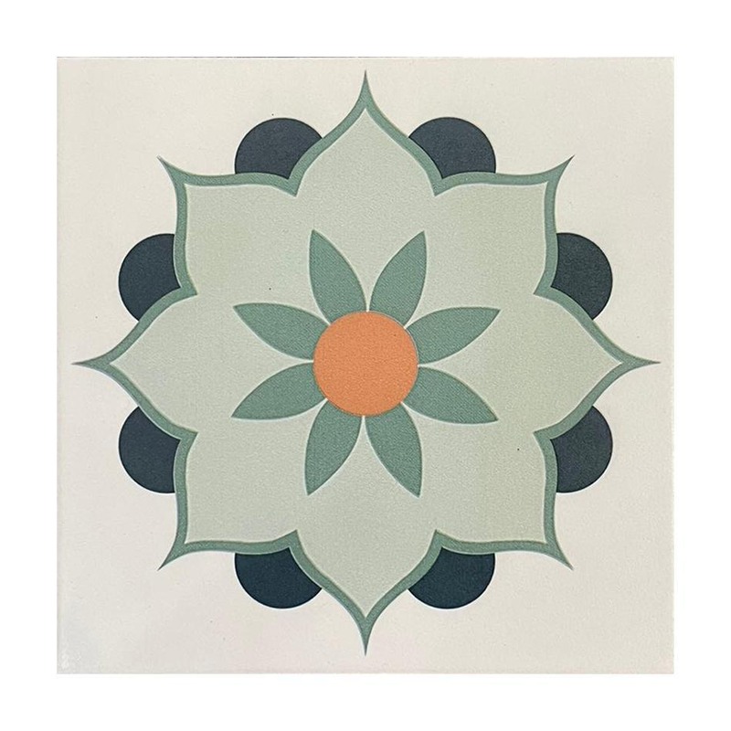 200x200mm Mint Floral Medallion Tiles TQ39-CN2008