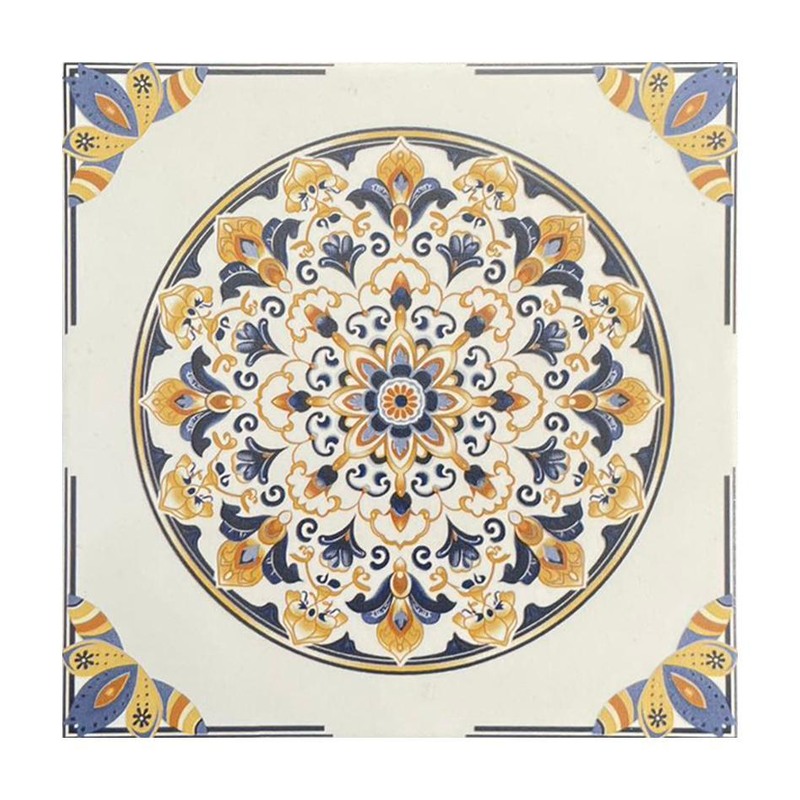 200x200mm Blue Ochre Ornamental Medallion Tiles TQ39-CN2021