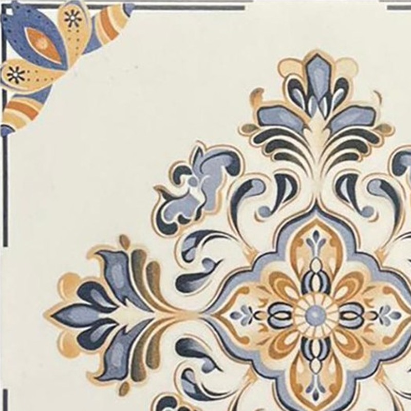 200x200mm Blue Gold Floral Ornament Tiles TQ39-CN2022