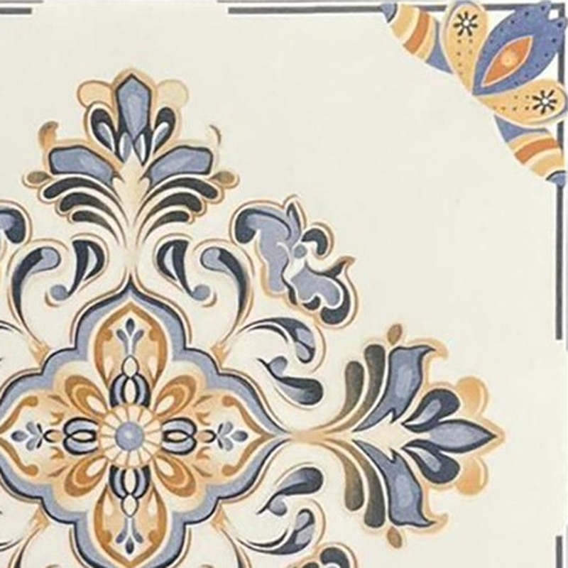 200x200mm Blue Gold Floral Ornament Tiles TQ39-CN2022