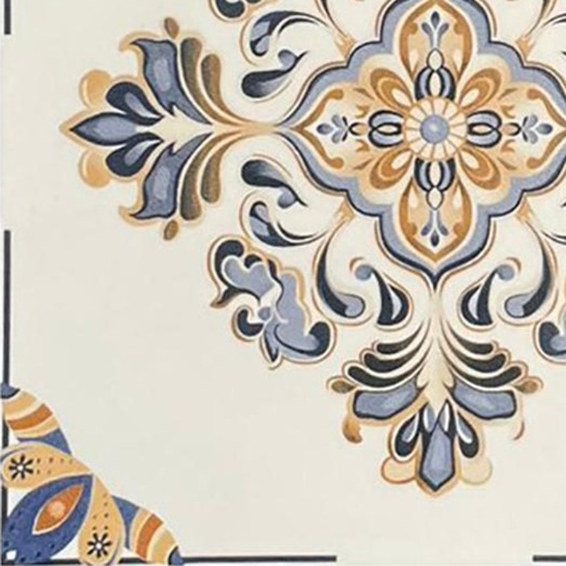 200x200mm Blue Gold Floral Ornament Tiles TQ39-CN2022