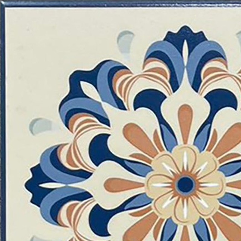 200x200mm Blue Ochre Flower Medallion Tiles TQ39-CN2023