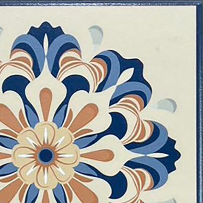 200x200mm Blue Ochre Flower Medallion Tiles TQ39-CN2023