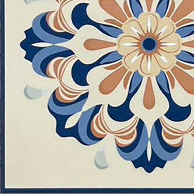 200x200mm Blue Ochre Flower Medallion Tiles TQ39-CN2023