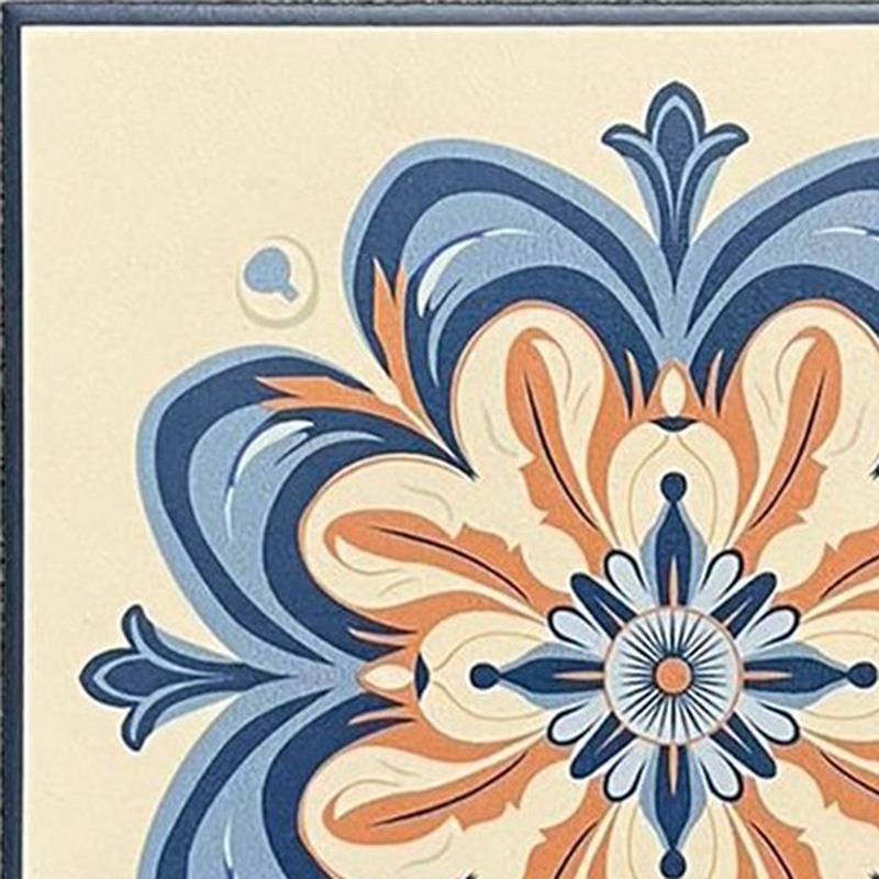 200x200mm Blue Terracotta Flower Medallion Tiles TQ39-CN2024