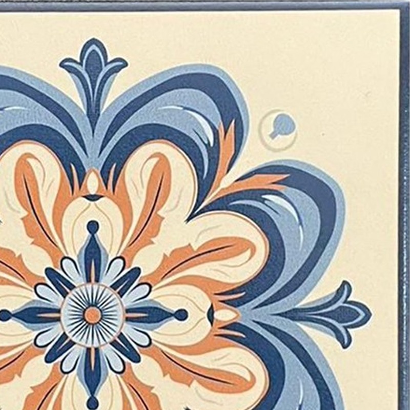 200x200mm Blue Terracotta Flower Medallion Tiles TQ39-CN2024