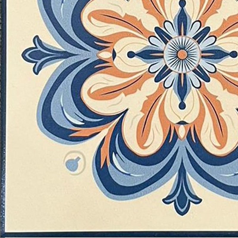 200x200mm Blue Terracotta Flower Medallion Tiles TQ39-CN2024