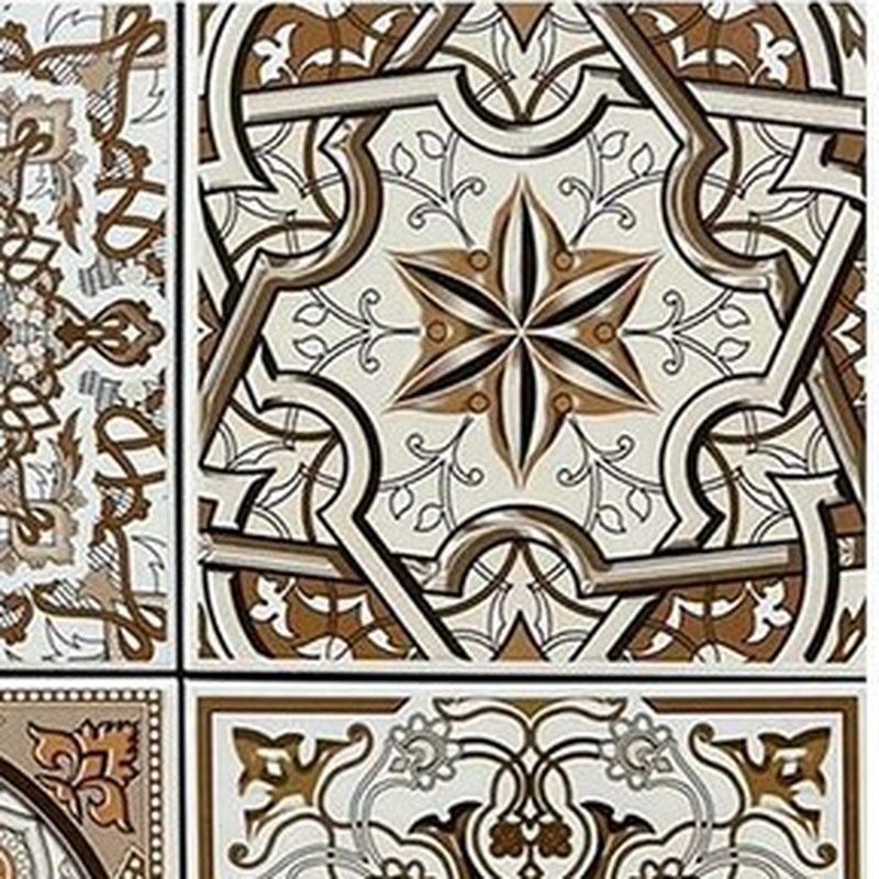 200x200mm Brown Ornamental Patchwork Tiles TQ39-CN2027