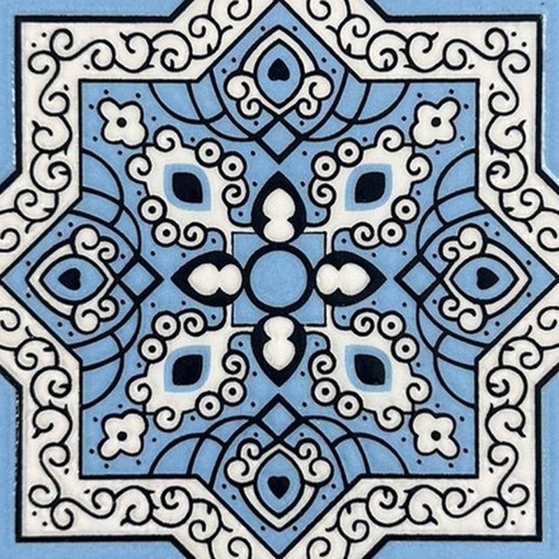200x200mm Blue Ornamental Glossy Tiles TQ39-MOSC198204