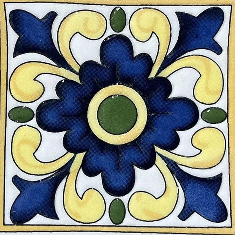100x100mm Navy Yellow Flower Tiles TQ39-CN1209
