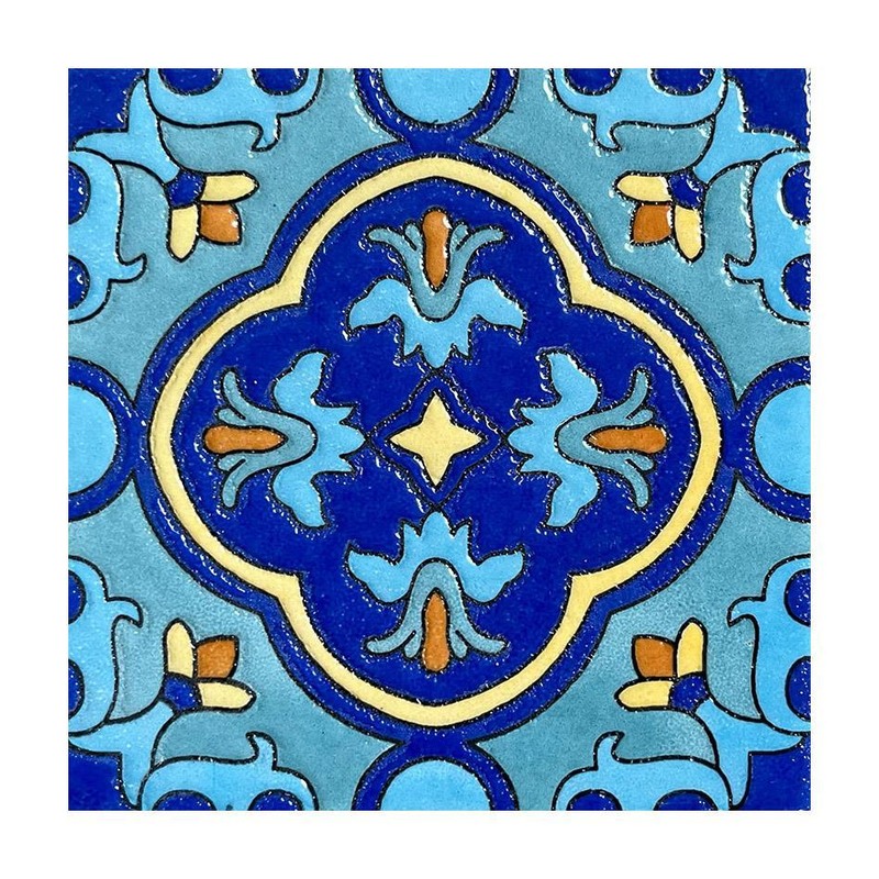 100x100mm Blue Ornamental Medallion Tiles TQ39-CN1210