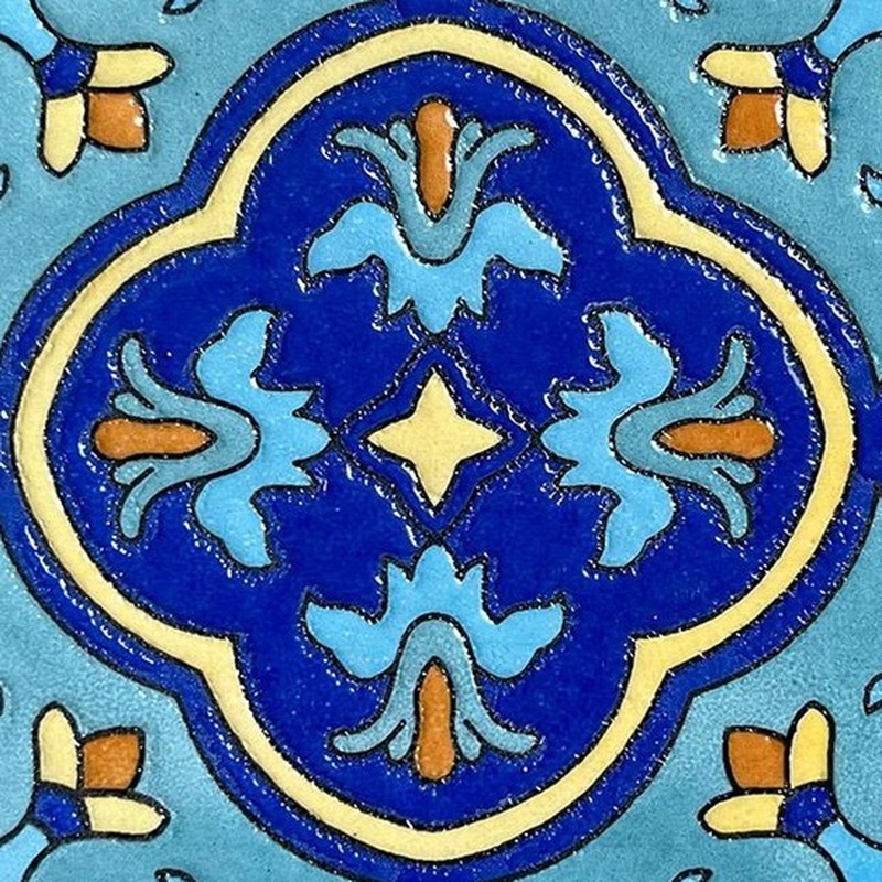 100x100mm Blue Ornamental Medallion Tiles TQ39-CN1210