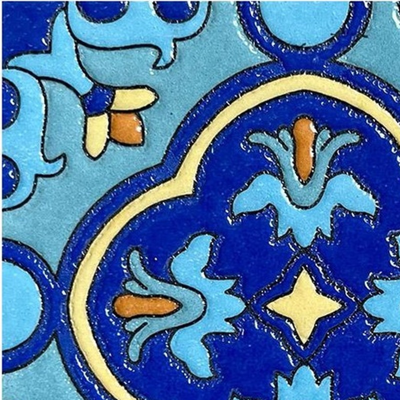 100x100mm Blue Ornamental Medallion Tiles TQ39-CN1210