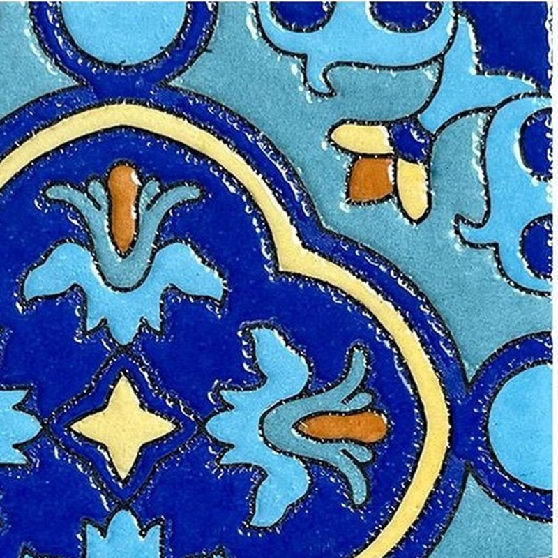 100x100mm Blue Ornamental Medallion Tiles TQ39-CN1210