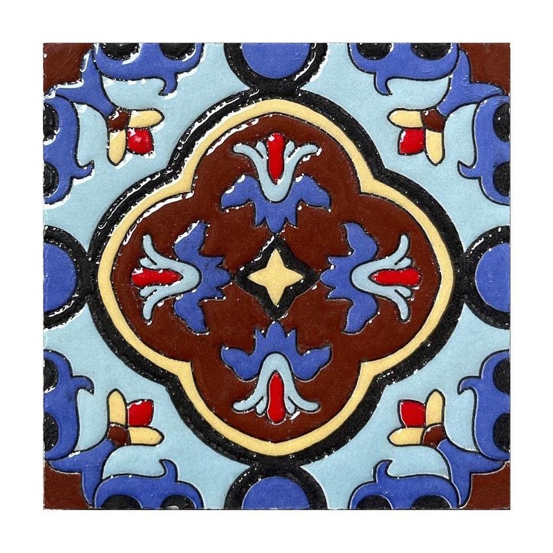 100x100mm Blue Rust Ornamental Cross Tiles TQ39-CN1211